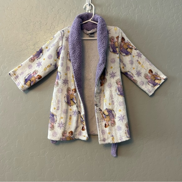 Disney Frozen 2 Anna and Elsa purple tie front kids bath robe size 2T/3T - Picture 1 of 15